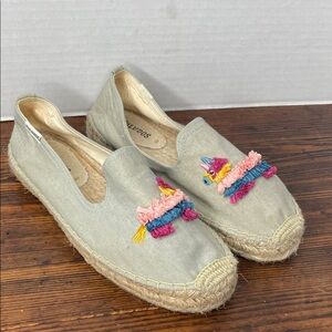 Soludos piñata gray chambray espadrille flats
